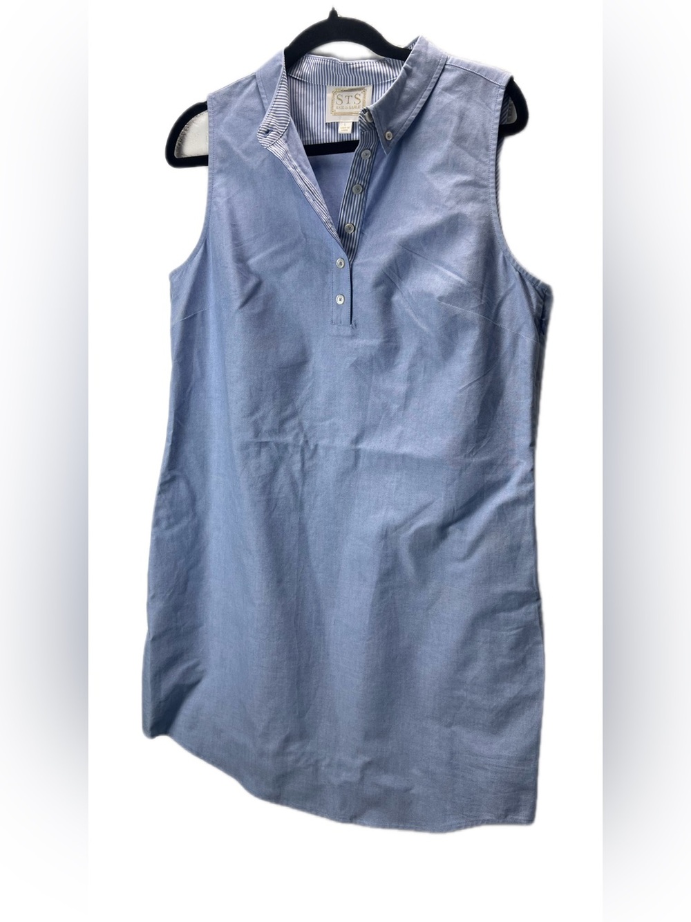 STS Sail to Sable Light Blue Sleeveless Oxford Shift Dress Size Large - Picture 5 of 12